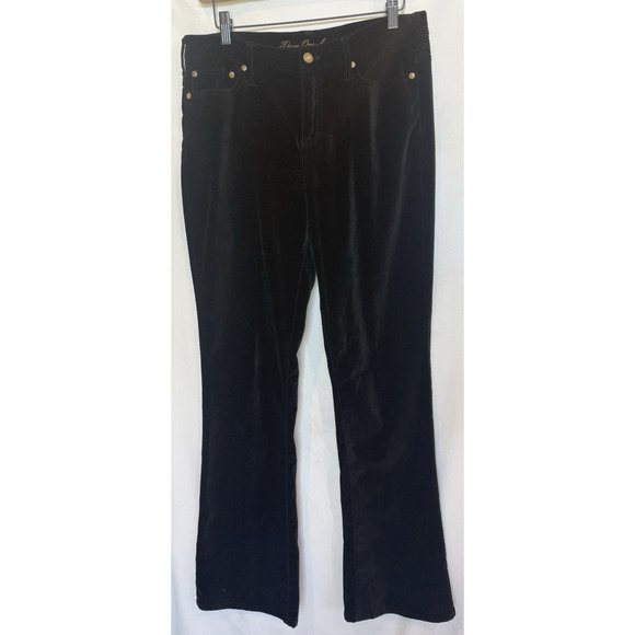 Y2K 317 Embroidered Flare Velvet Pants Womens 32 x 32 Black Fleur De Lis Grunge - Picture 3 of 15